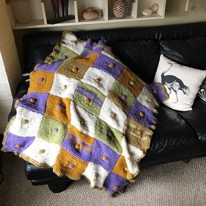 NEW Artisan Hand Knit Throw Blanket 100%acrylic